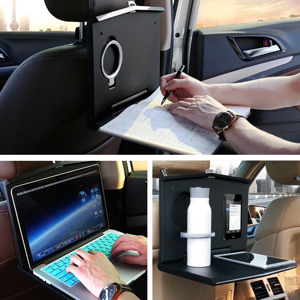Car Back Seat Organiser Folding Table Tablet Drinks Ipad Laptop Holder Storage